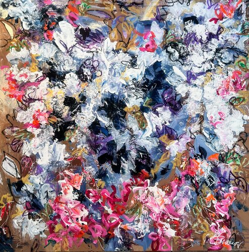 Last Pansies by Ute Bivona, Painting for Sale on Select