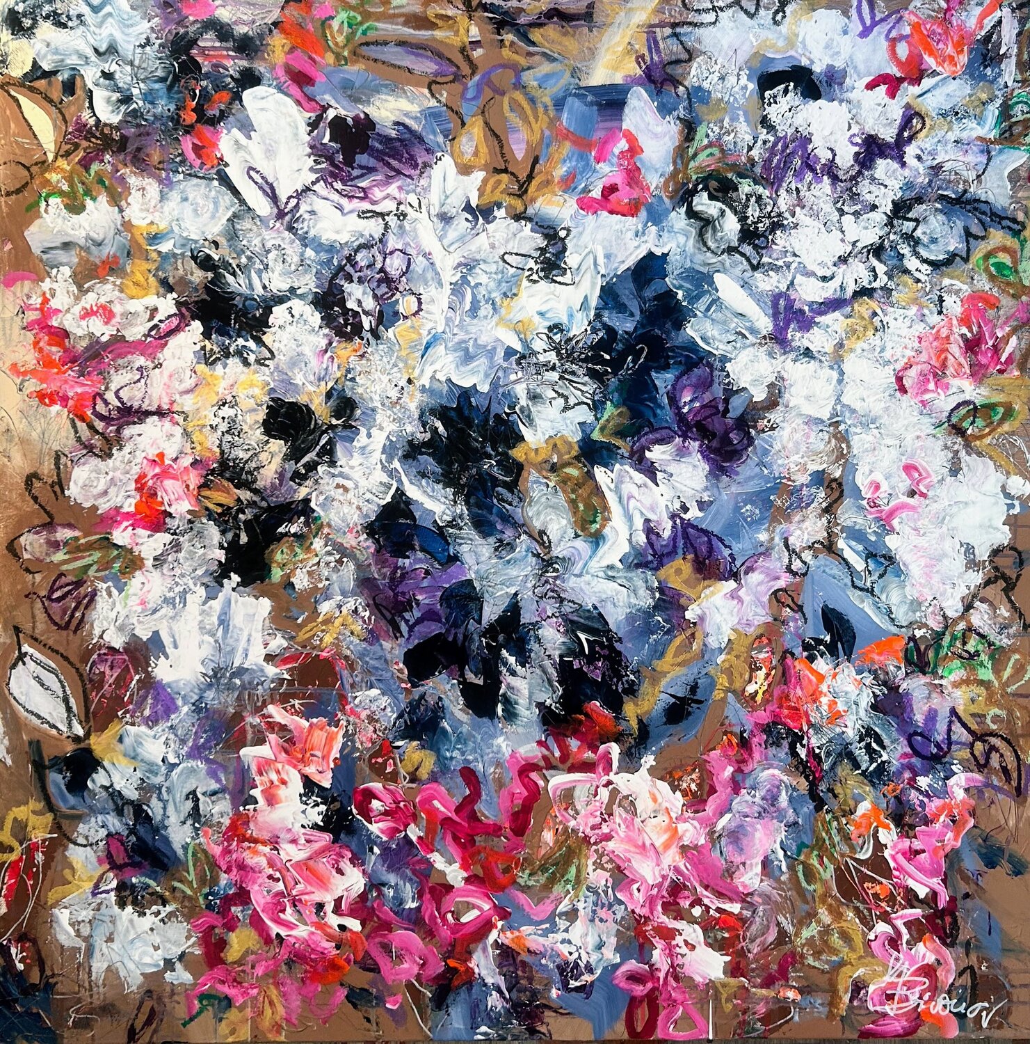 Last Pansies Ute Bivona Original painting for sale