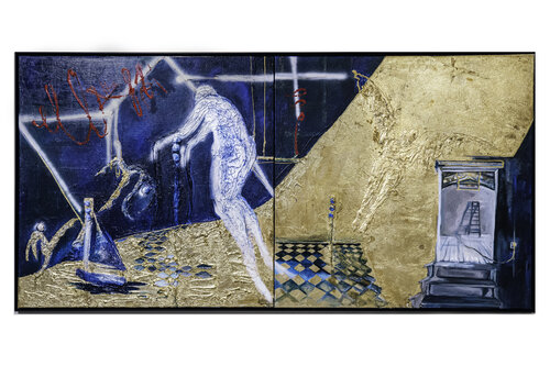 El semáforo azul by Aleksandra Istorik, Painting for Sale on Select