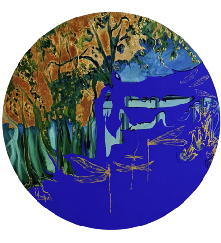 Garden with dragonflies by Aleksandra Istorik, Painting for Sale on Select