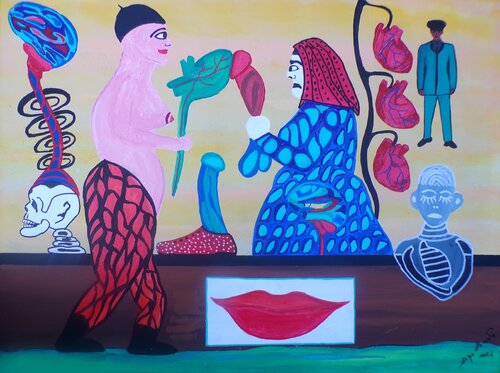 Widows of veterans selling their husband's and lover's organs to make ends meet. by Serge Lecomte, Painting for Sale on Select