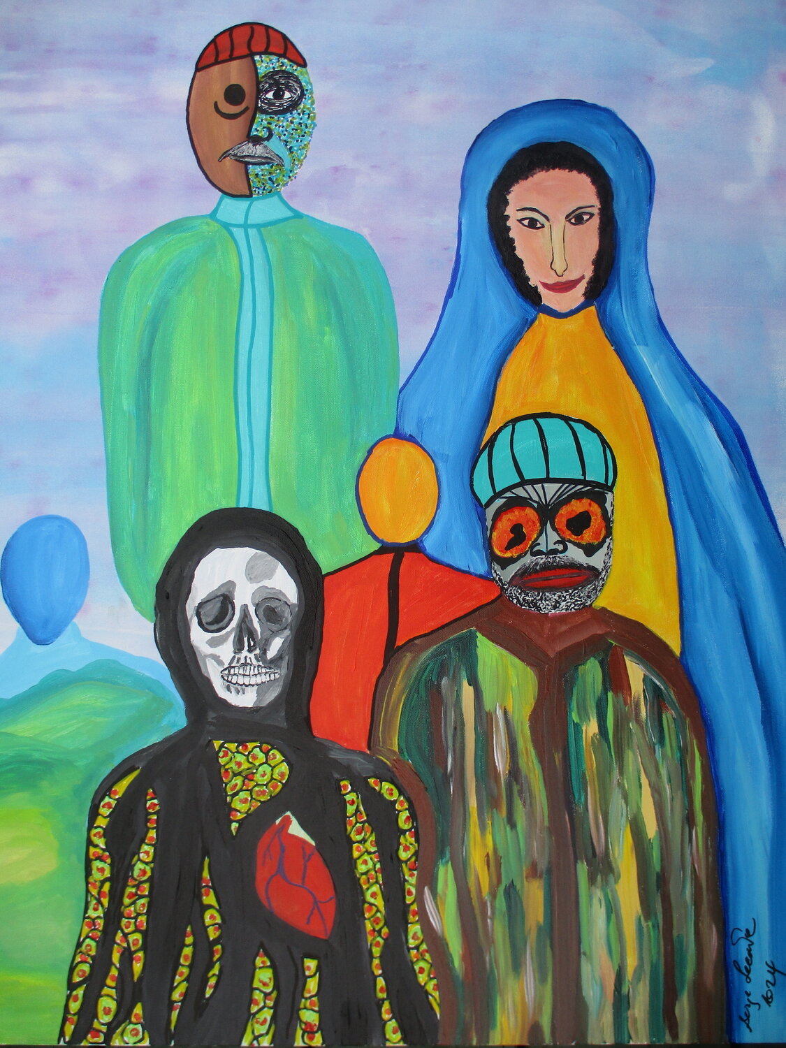 Villagers Serge Lecomte Original painting for sale