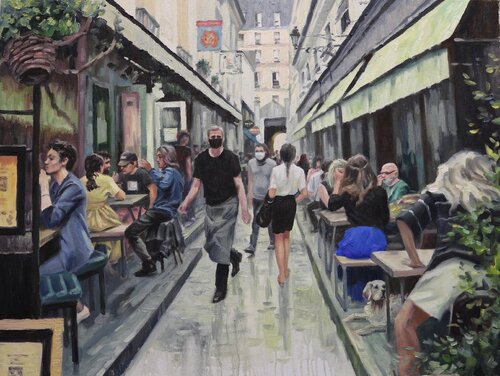 In a cafe in Paris by Baiba Limane, Painting for Sale on Select