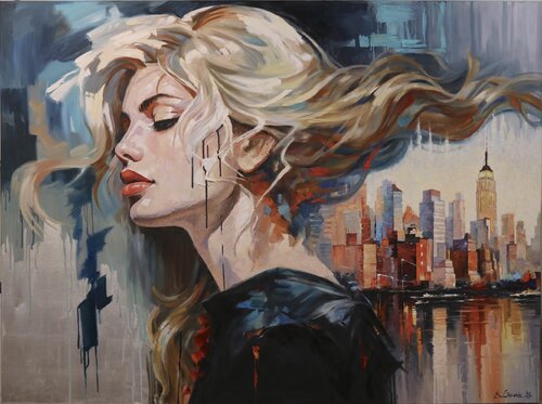 Windswept elegance in Manhattan by Baiba Limane, Painting for Sale on Select