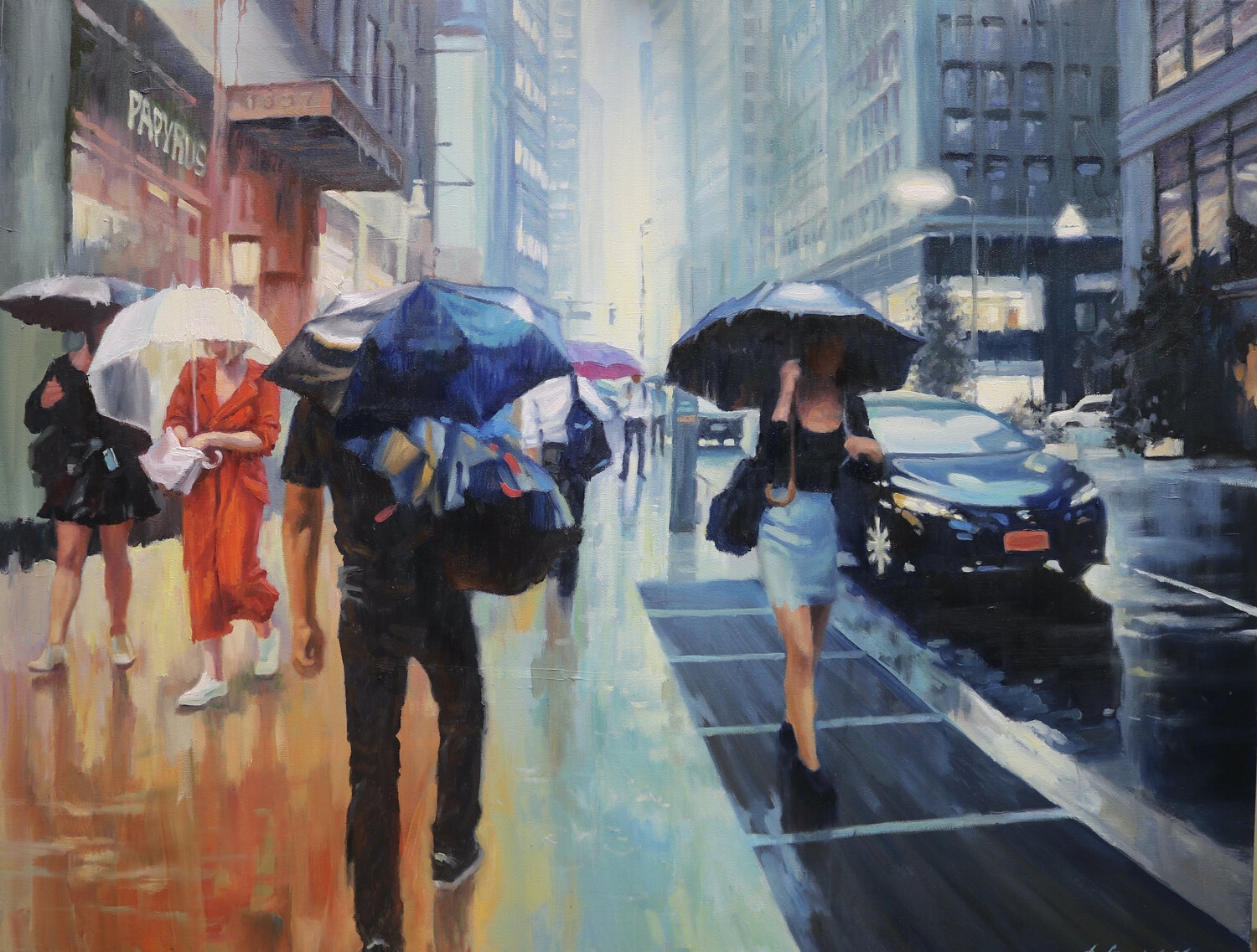 Walk in the rainy day, NYC Baiba Limane Original painting for sale