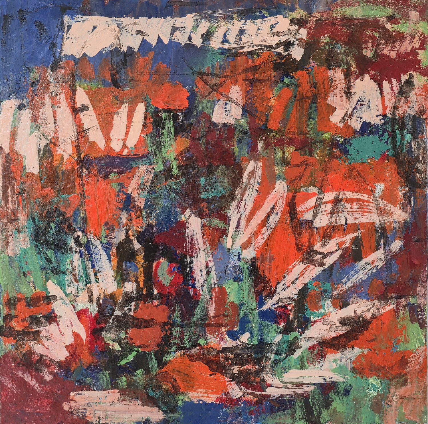 Rouge feu Anne Marie GINTRAND Original painting for sale