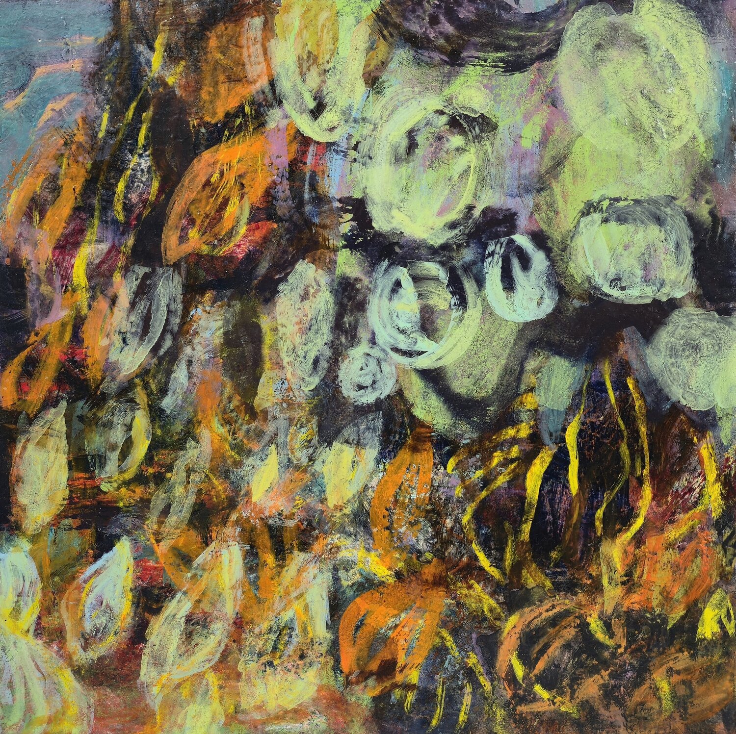 Feuilles de braise Anne Marie GINTRAND Original painting for sale