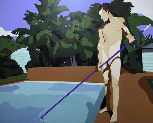 LE PISCINIER AMERICAIN. by michel das, Painting for Sale on Select
