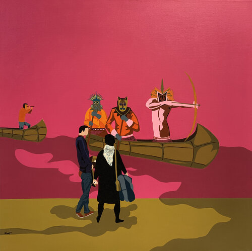 Le canoë, MAC Lyon. by michel das, Painting for Sale on Select