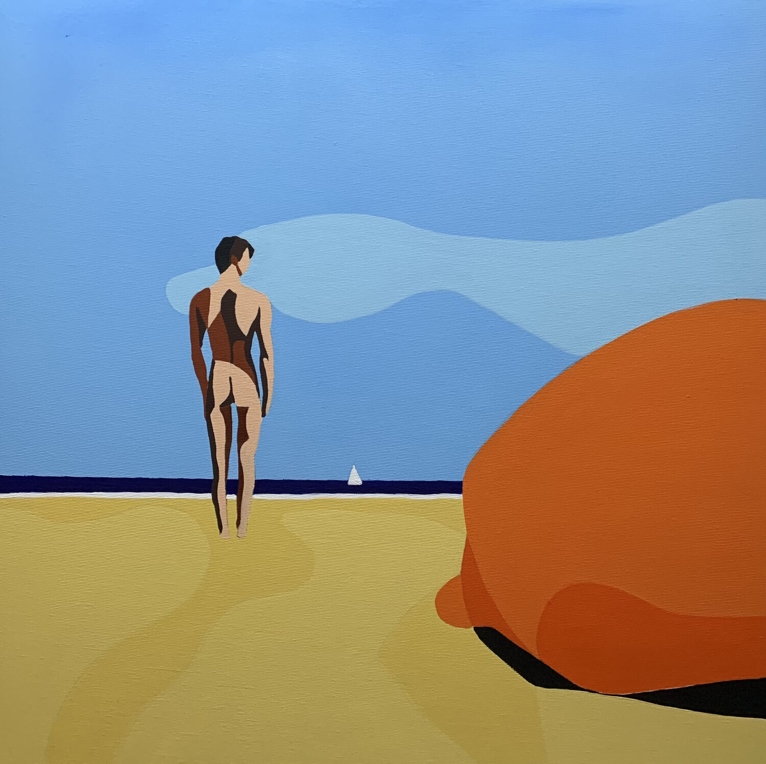 LE FLOTTEUR ORANGE. michel das Original painting for sale