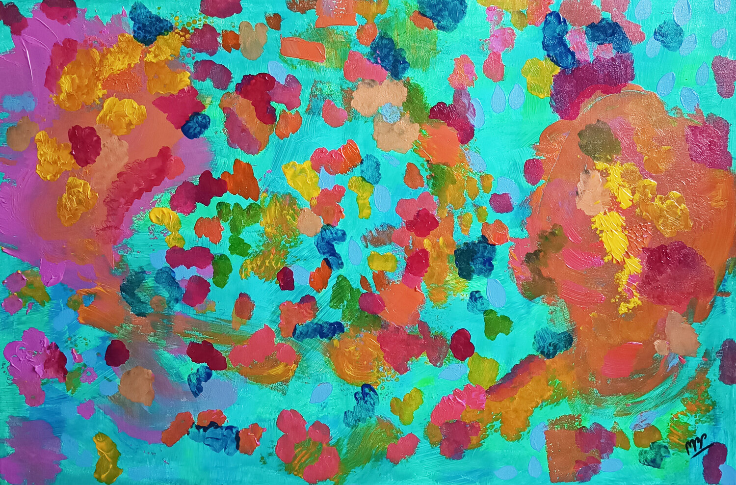 LAKE WITH FISHES Montse Barberà Pujol Original painting for sale