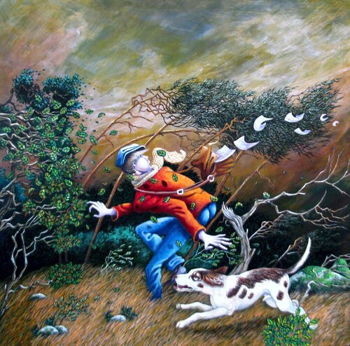 die im Wind laufen by Peter Wall, Painting for Sale on Select
