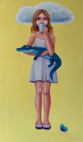 Girl with a crocodile by Mary Voloshyna, Painting for Sale on Select