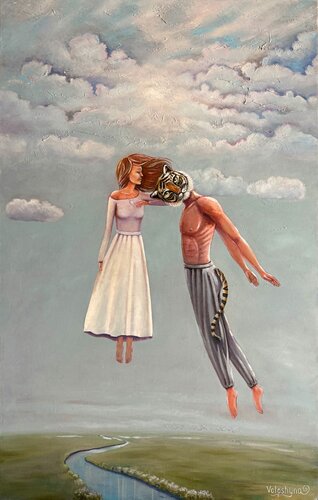 Between heaven and earth by Mary Voloshyna, Painting for Sale on Select