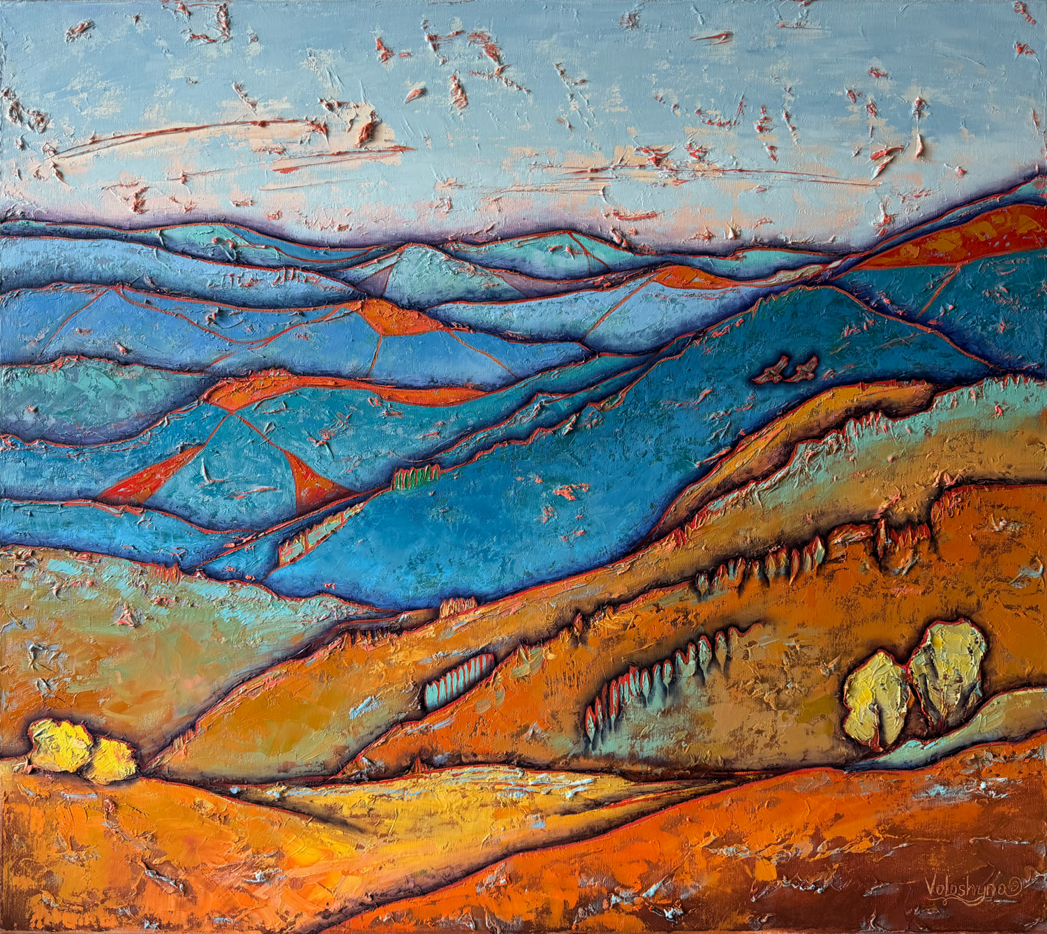 Mountains and sky Mary Voloshyna Original painting for sale
