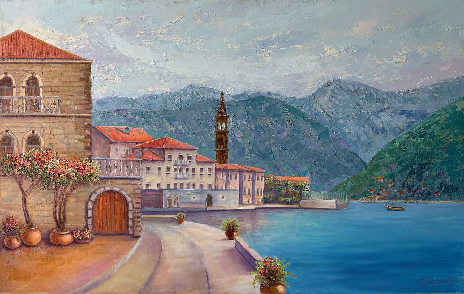 Between heaven and earth Mary Voloshyna Original painting for sale