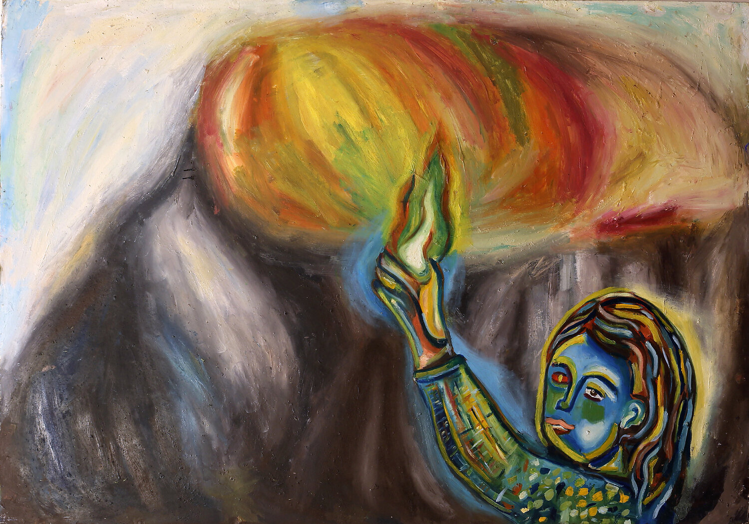 La creazione del vulcano Rosario Annunziata Original painting for sale