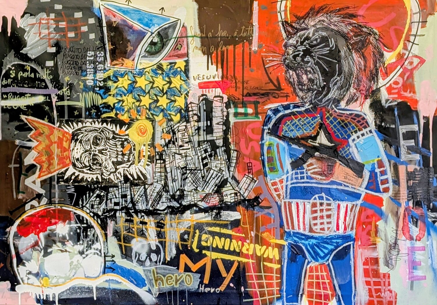 Operazione ruggito del leone, gloria esposta verità nascosta Rosario Annunziata Original painting for sale