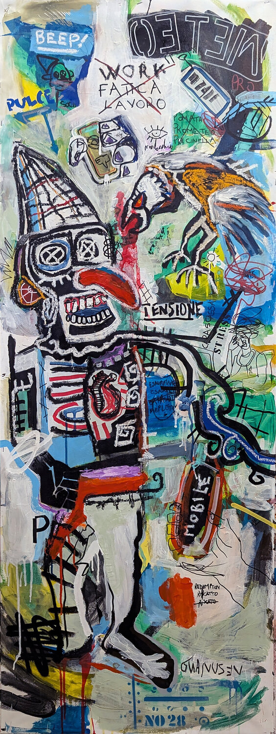 Prometeo Precario (Work ≠ Lavoro) Dittico I Rosario Annunziata Original painting for sale