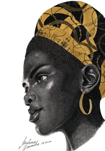 Portrait of a Woman with a Golden Turban by Miglena Dyankova, Drawing for Sale on Select