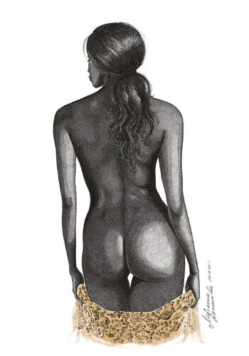 Undressing Woman by Miglena Dyankova, Drawing for Sale on Select