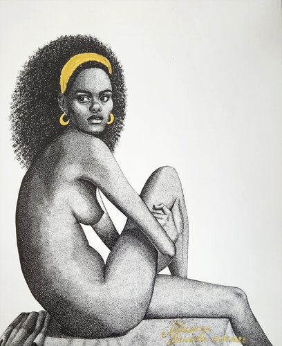 African Woman with Gold Earrings by Miglena Dyankova, Drawing for Sale on Select