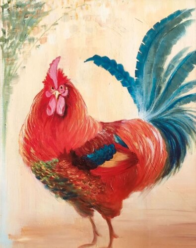 Village Rooster by Miglena Dyankova, Painting for Sale on Select