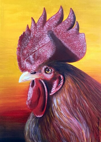 The rooster by Miglena Dyankova, Painting for Sale on Select