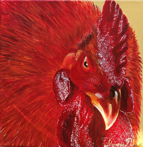 Dawn Rooster by Miglena Dyankova, Painting for Sale on Select