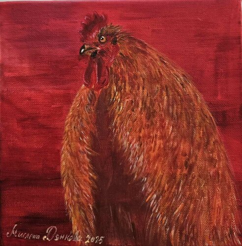 Scarlet Rooster by Miglena Dyankova, Painting for Sale on Select