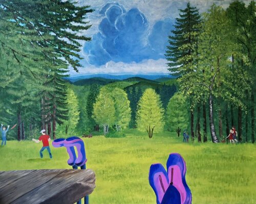 “Rest Before the Peak” by Miglena Dyankova, Painting for Sale on Select