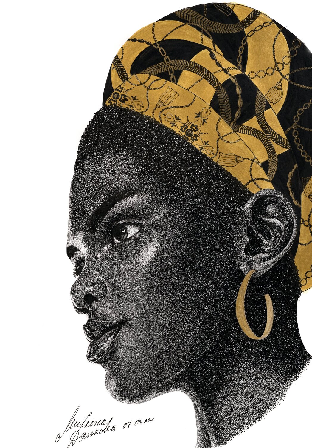 Portrait of a Woman with a Golden Turban Miglena Dyankova Drawing for sale