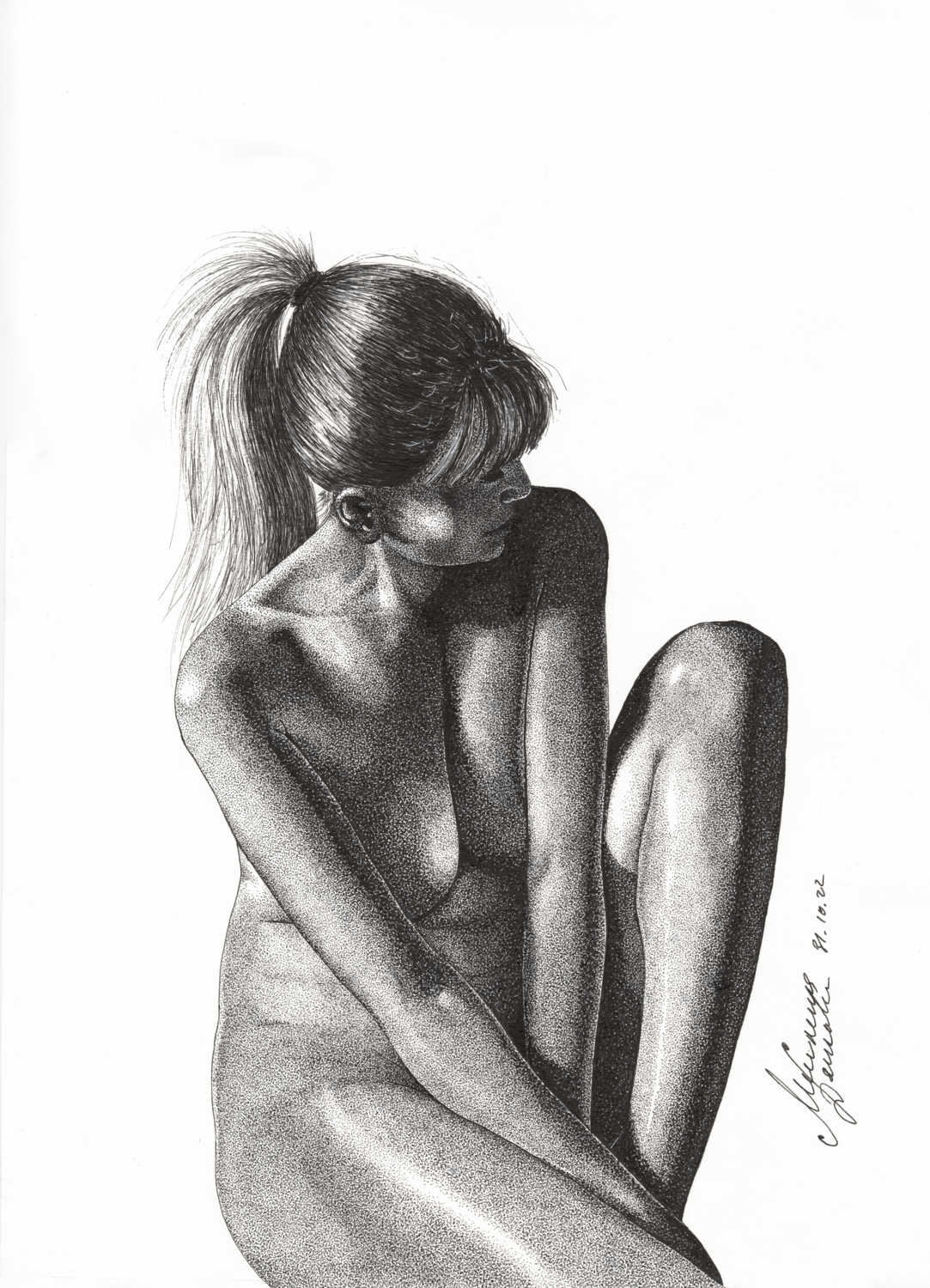 Quiet nude Miglena Dyankova Drawing for sale