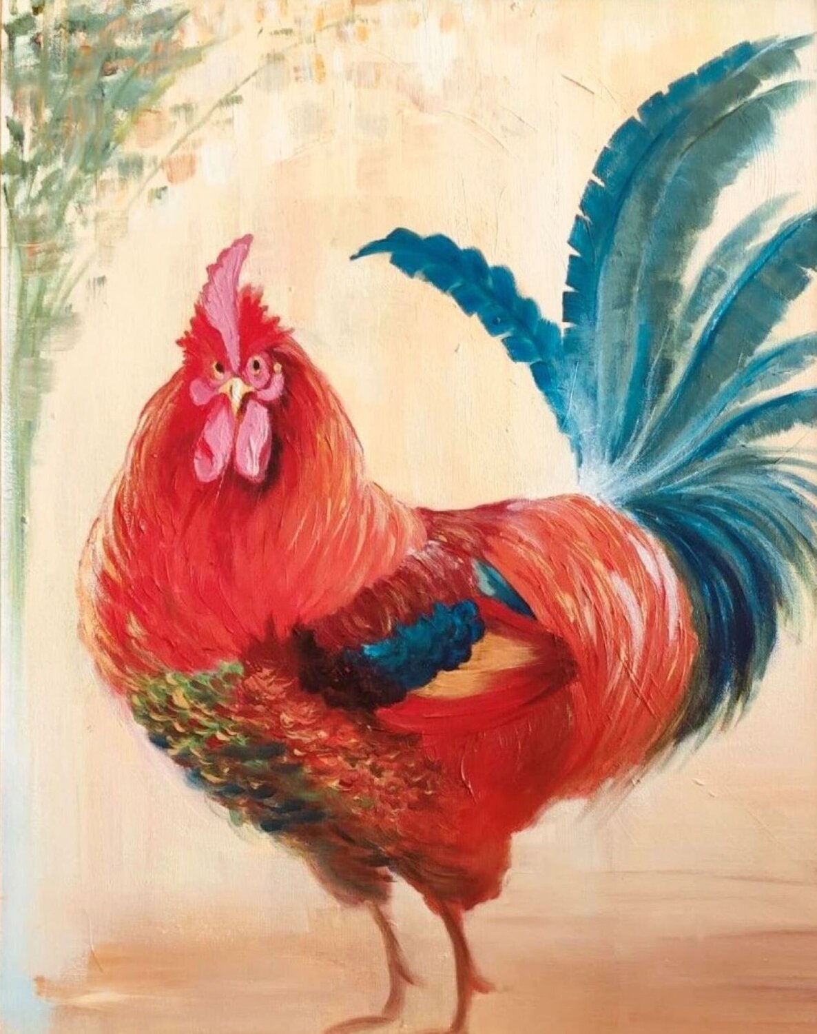 Village Rooster Miglena Dyankova Original painting for sale