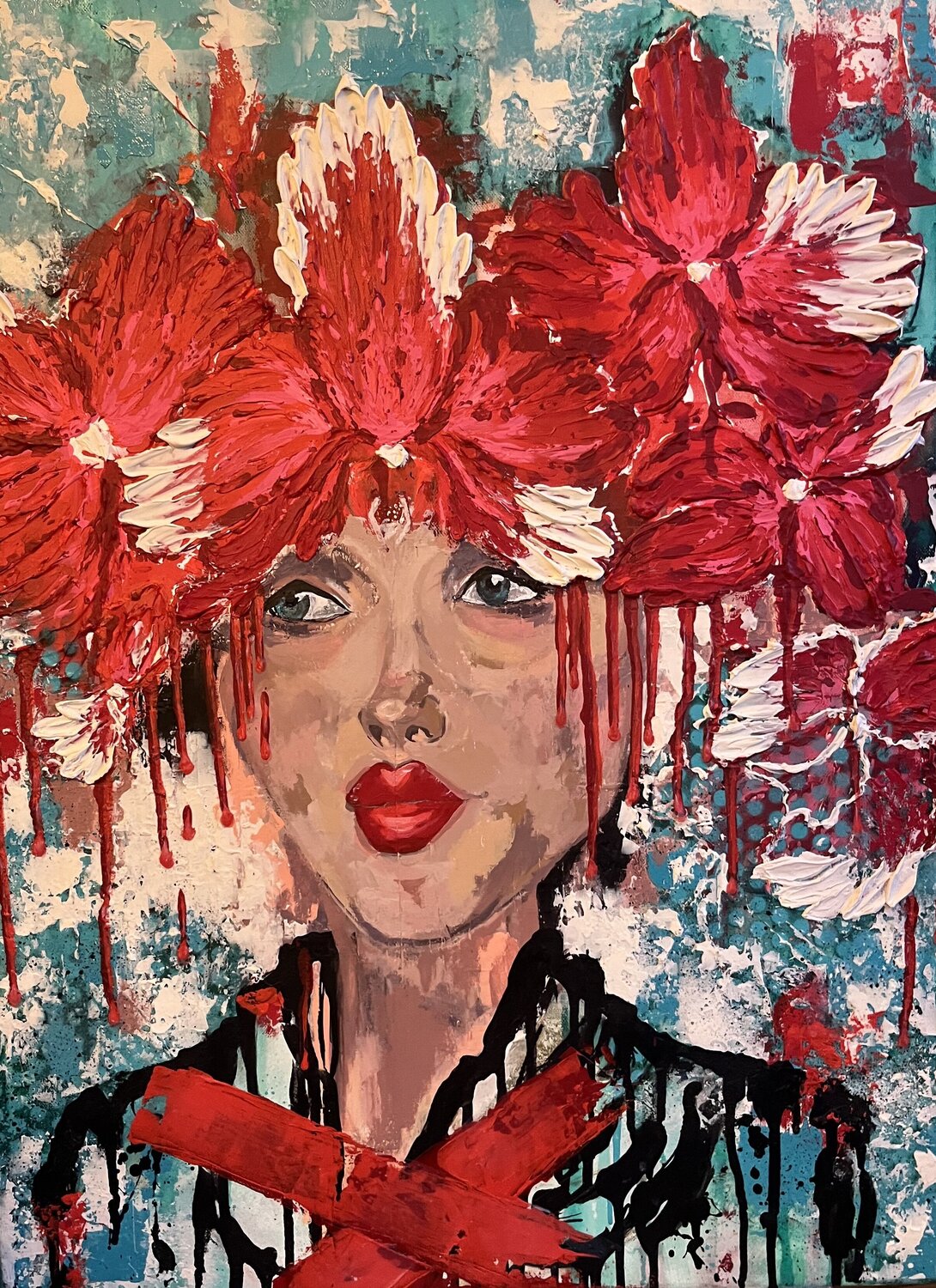 Rojo Corazón Cristhy Hernandez Original painting for sale
