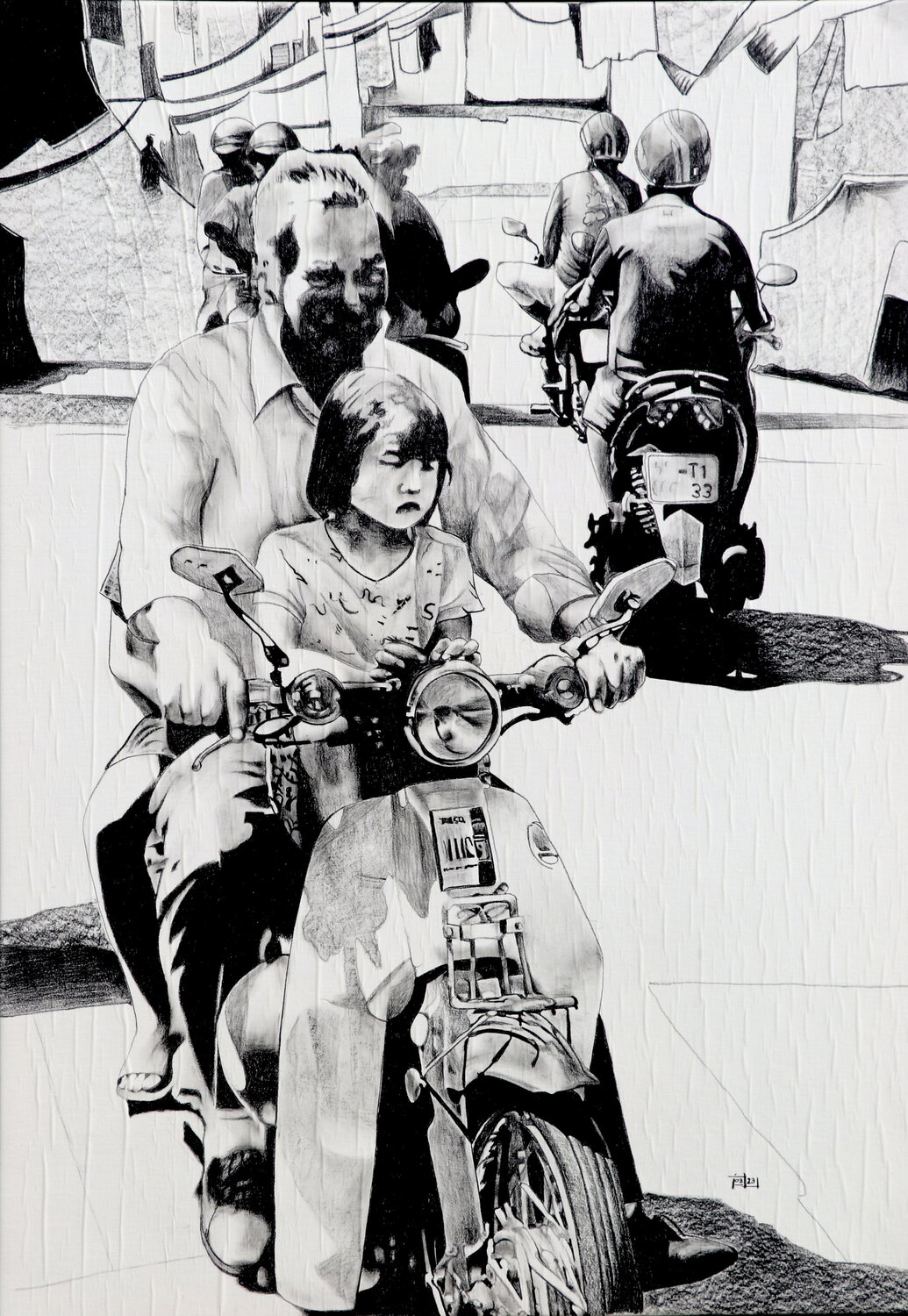 Family Ride Timon Stork Original painting for sale