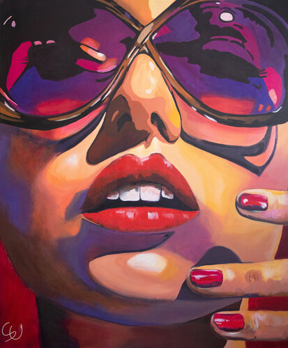 Frau mit Brille I by Silke von Clarmann, Painting for Sale on Select