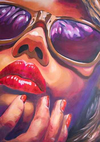Frau mit Brille II by Silke von Clarmann, Painting for Sale on Select