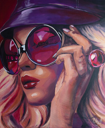 Frau mit Brille III by Silke von Clarmann, Painting for Sale on Select
