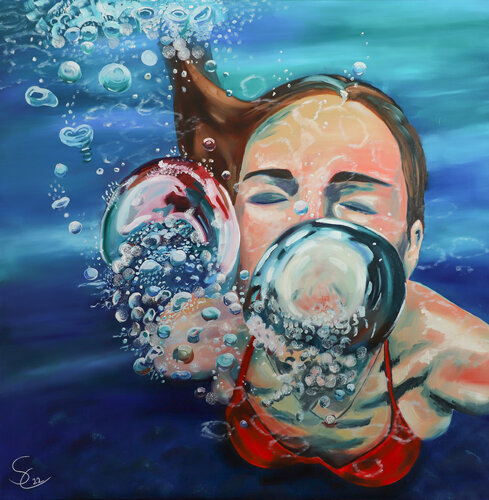 Abtauchen by Silke von Clarmann, Painting for Sale on Select