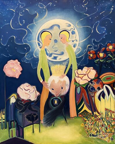 BigBang et Lune Blanche by Sylvie PERON, Painting for Sale on Select