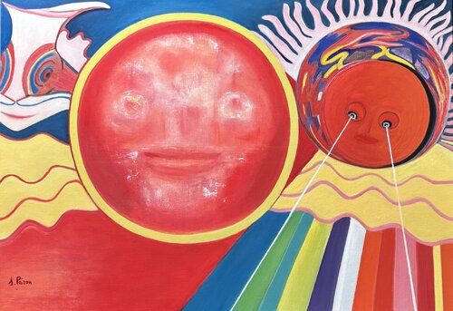 Le Soleil à rendez-vous avec la Lune ( Rousse ) by Sylvie PERON, Painting for Sale on Select