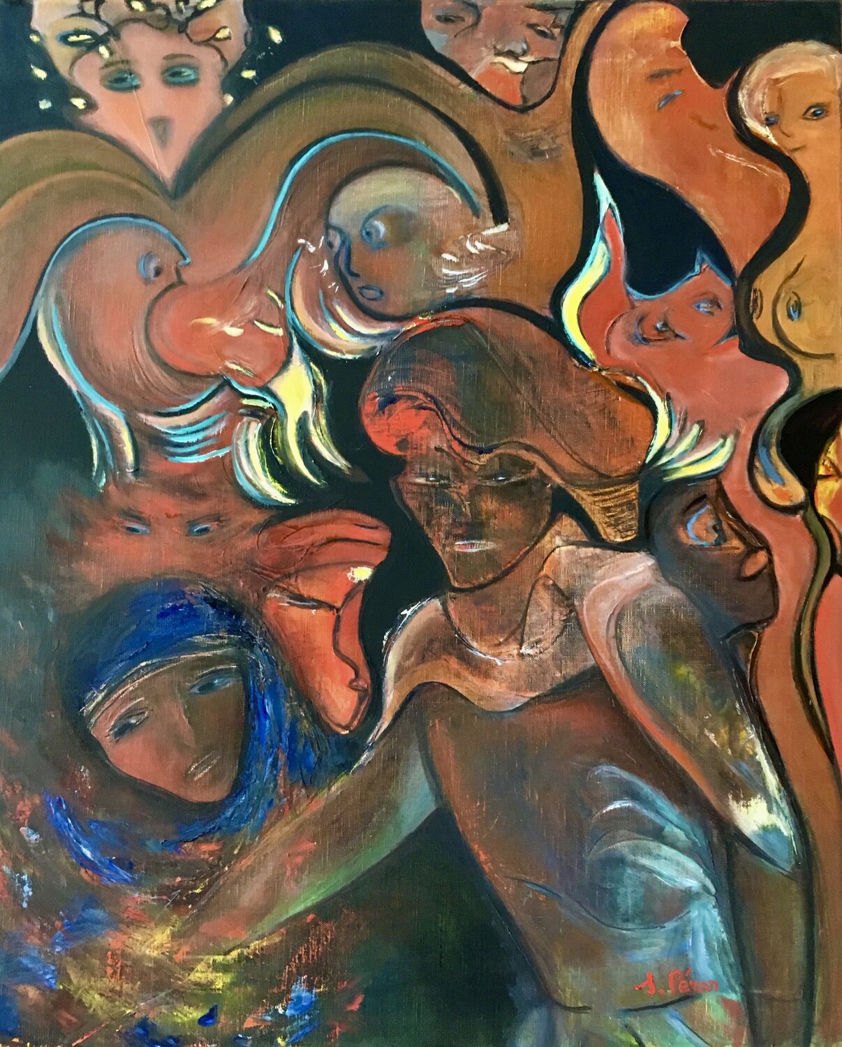 L'Enfer de DANTE Sylvie PERON Original painting for sale