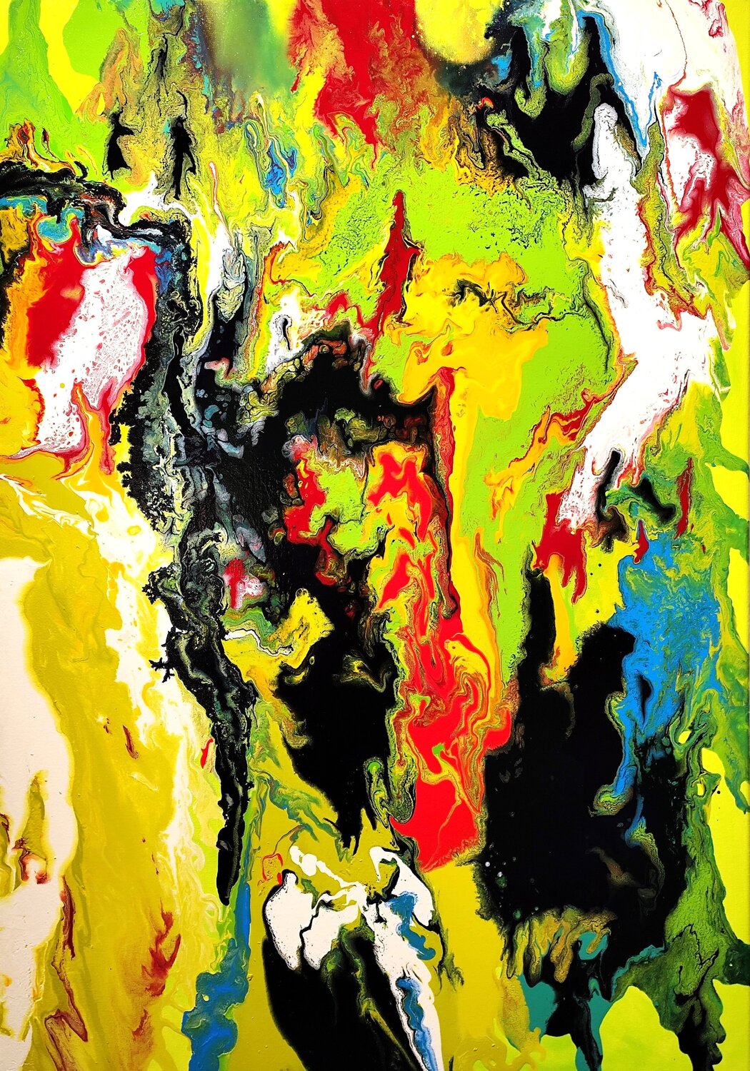 Symphony of colors in the stream - inspiriert von Gerhard Richter Felix Günther Original painting for sale