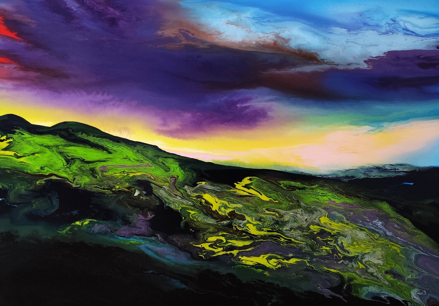 Color storm over the landscape Felix Günther Original painting for sale