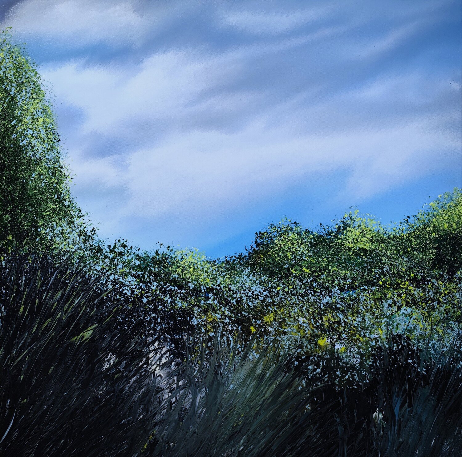 Green nature and sky Felix Günther Original painting for sale