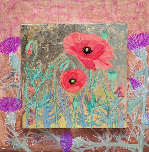 A crimson - violet day by Andrea Bassi, Painting for Sale on Select