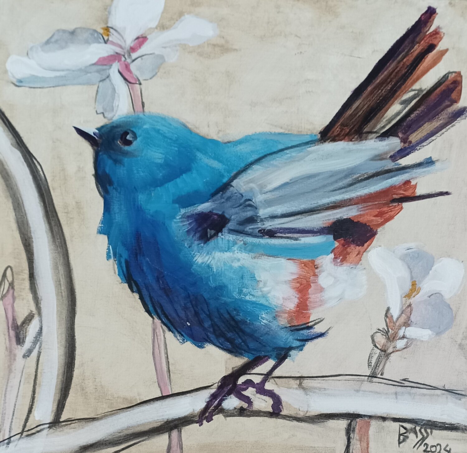 Early Spring in My Garden Andrea Bassi Original painting for sale