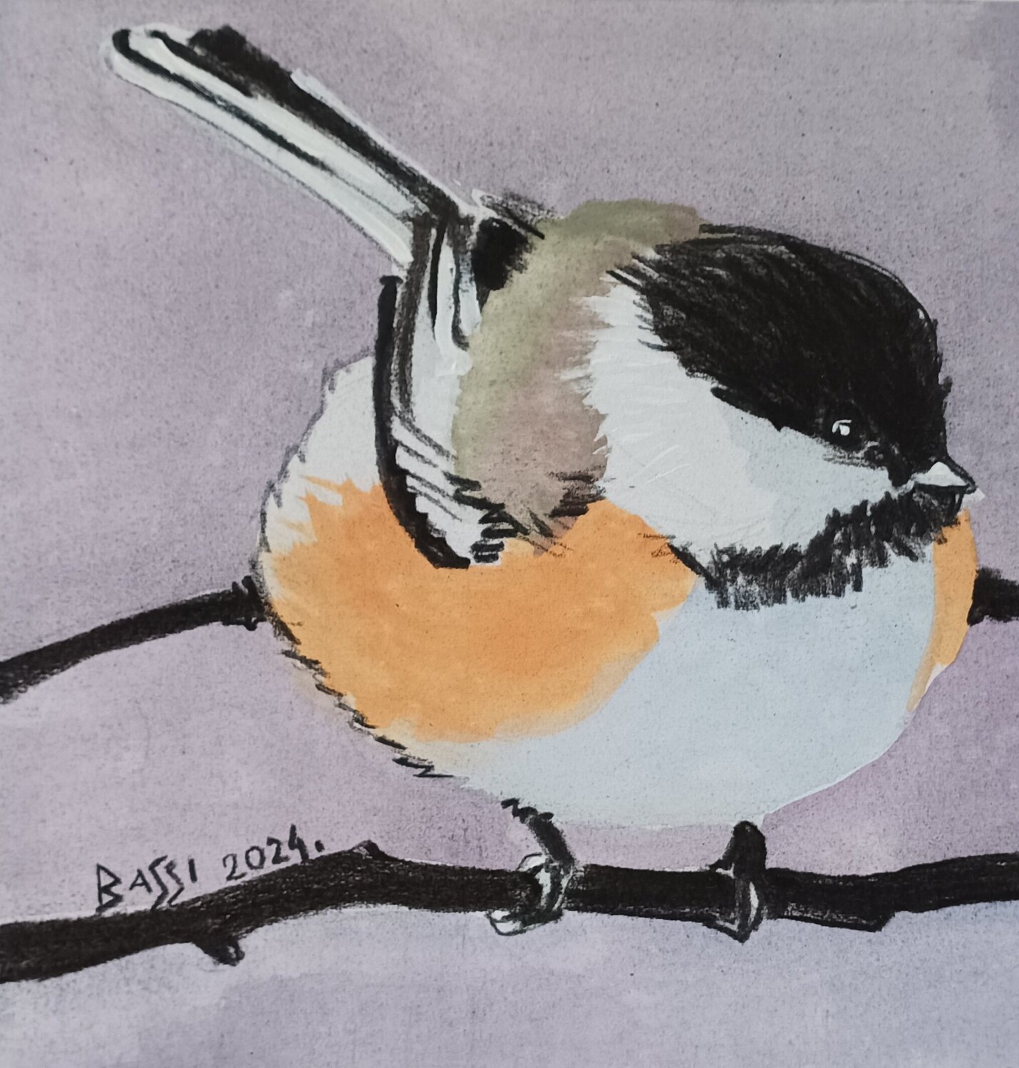 Little  Bird , where have you been stopped  ? Andrea Bassi Original painting for sale