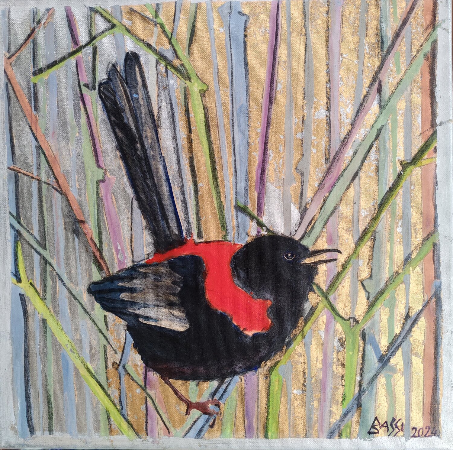 Red and Bleck Andrea Bassi Original painting for sale